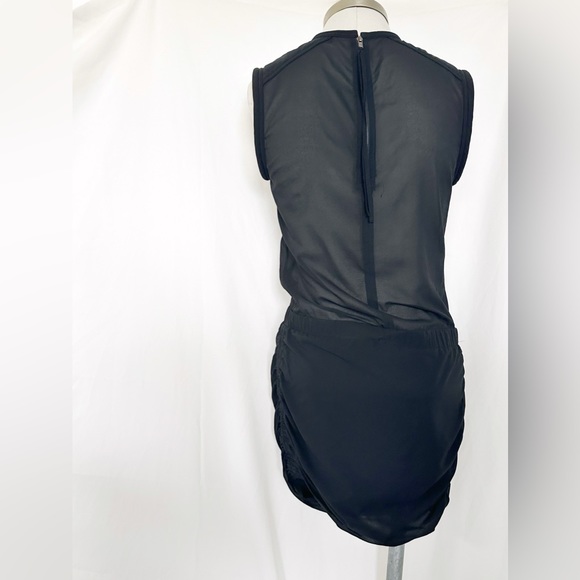 IRO SLEEVELESS BLACK SHEER CHIFFON LACE ZIPPER RUCHED MINI DRESS 36 SMALL - Picture 2 of 7